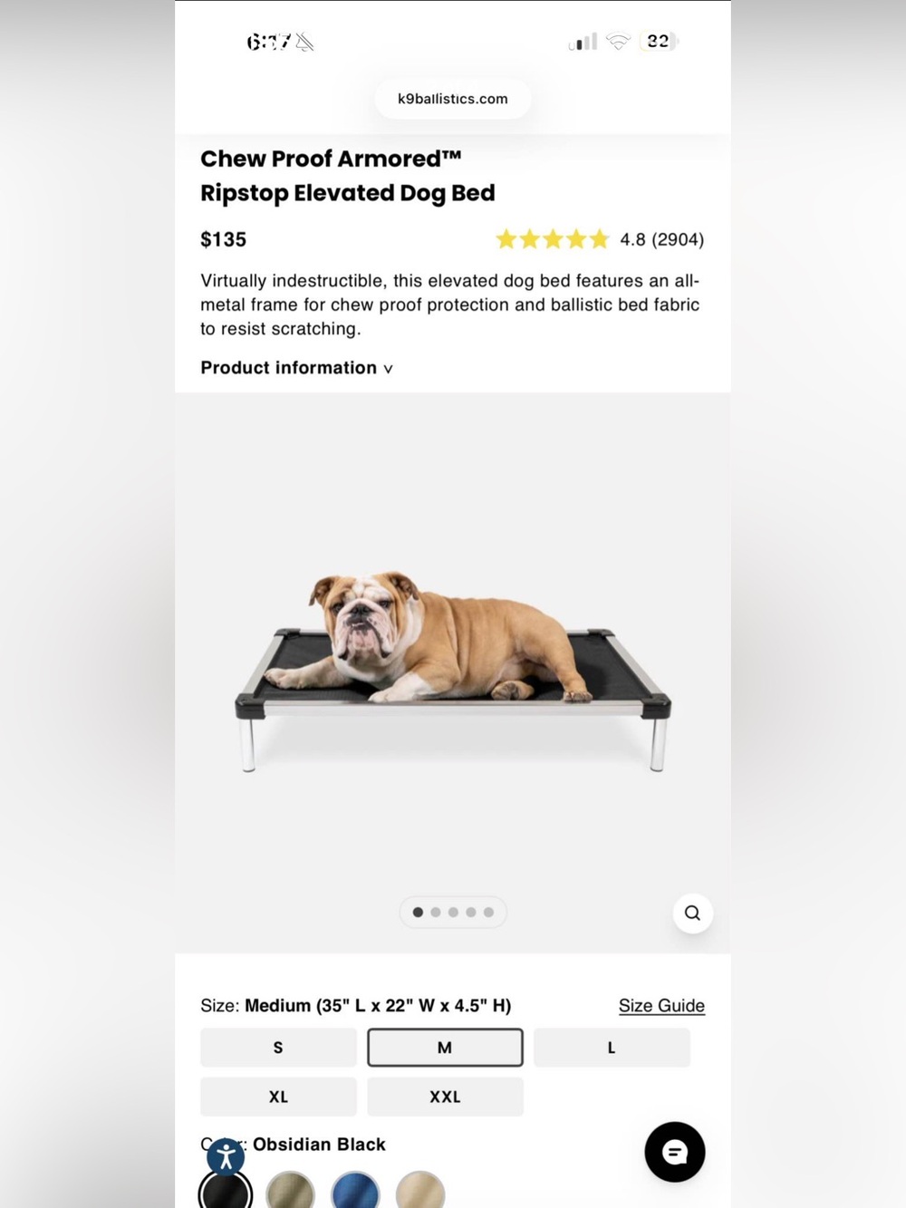 Chew Proof Armored™
Ripstop Elevated Dog Bed - Picture 2 of 5